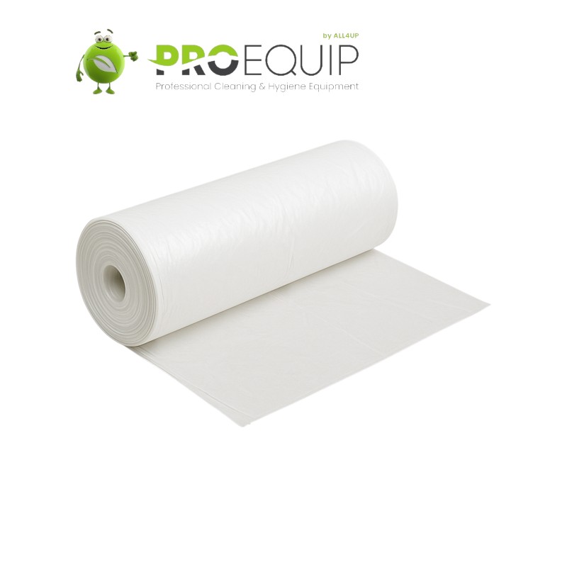 Sac poubelle HDPE - 130L - 80x100cm - 25µ - Blanc - Colis de 15 rouleaux de 20 sacs